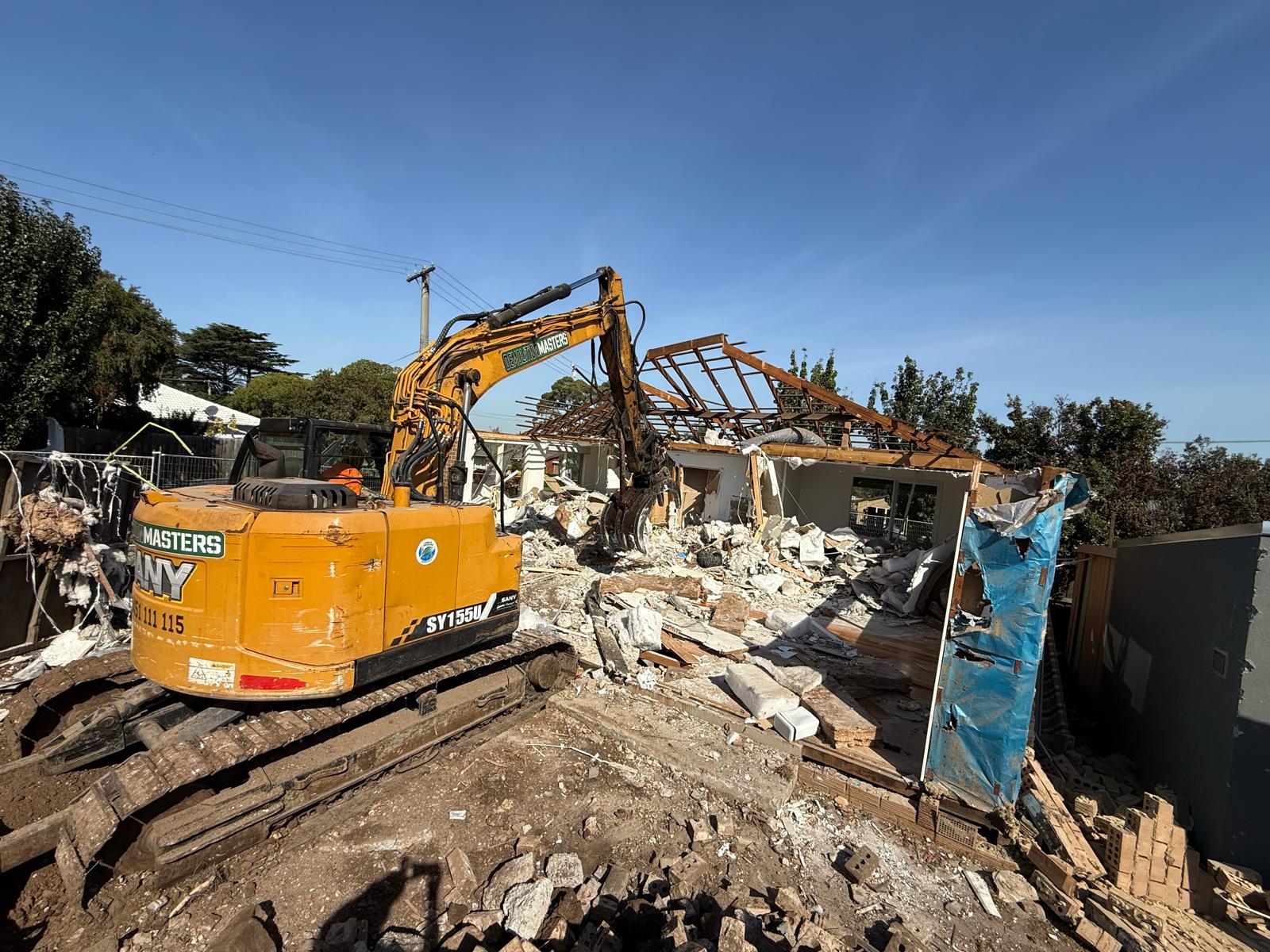 Single-storey brick home demolition in Brunswick